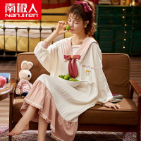 南极人睡裙女秋冬长款纯棉长袖全棉2020年新款少女很仙睡衣女春秋
