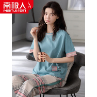 中袖睡衣女夏季纯棉短袖长裤女青年休闲半袖家居服套装可出外穿