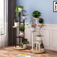 弘拜 黑白架花架铁艺 时尚简约黑白色卧室客厅盆栽置物架装饰花几花架