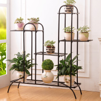弘拜 欧式铁艺单双花架 花盆架子阳台盆栽落地置物架 卧室客厅装饰多肉置放收纳