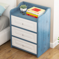 弘拜 床头柜床边小柜子 现代简约卧室储物柜白蓝多层收纳柜