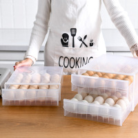 弘拜 家用鸡蛋盒抽屉式 冰箱收纳盒塑料 透明饺子盒双层鸡蛋托盘