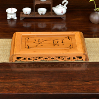 弘拜 楠竹茶盘 竹制茶具盘抽屉排水式 大号茶托盘干泡茶盘功夫茶道