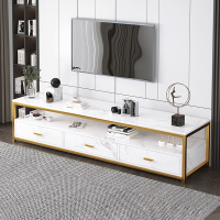 弘拜 轻奢茶几电视柜组合边柜 现代简约视听柜 客厅仿大理石简易岩板电视机柜