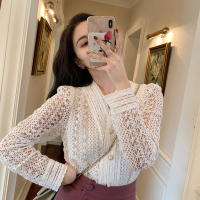 TAIYANG 外穿蕾丝衫女长袖镂空衬衣超仙上衣女甜美洋气小衫时髦