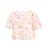 白色泡泡袖印花雪纺衫女2020年新款夏季韩版仙女上衣超仙洋气时尚