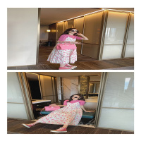 鱼爪碎花吊带连衣裙女2020夏装新款韩版宽松无袖V领法式超仙长裙裙子