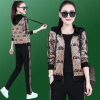 金丝绒套装女卫衣三件套2020春秋新款英伦风时尚休闲运