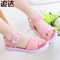 [追达]女童公主鞋凉鞋小女孩韩版爱心软底防滑耐磨镂空漏趾凉鞋