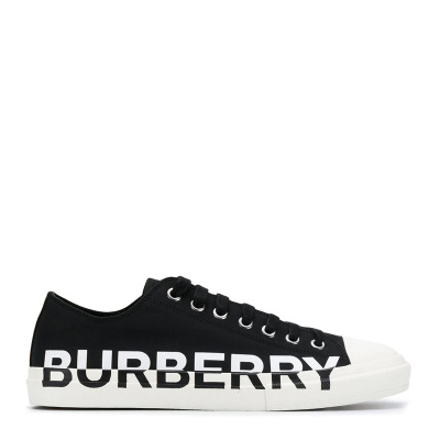 巴宝莉(BURBERRY)男士运动鞋字母印花潮流黑色白标帆布鞋休闲鞋 8018270