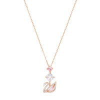 Swarovski 施华洛世奇 女士镀玫瑰金色粉色天鹅吊坠项链 5473024