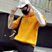 棉卫衣男黑色连帽假两件潮牌学生宽松韩版帅气外套男春秋季家居服