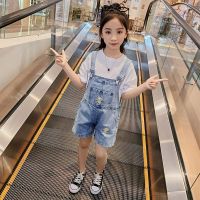 女童牛仔背带裤套装夏款中大童休闲洋气太阳花两件套2020新款儿童