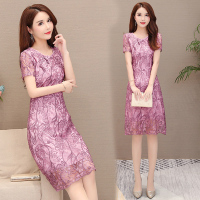 大码女装连衣裙2020新款夏阔太太洋气高贵改良旗袍蕾丝刺绣一步裙