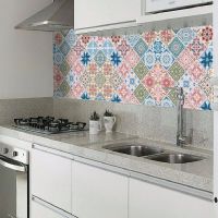 防水防油墙贴自粘贴纸橱柜翻新壁纸防潮垫厨房灶台耐高温铝箔锡纸 地中海风情 宽60X长5米