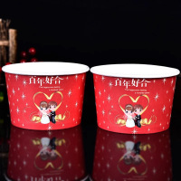 结婚婚庆用品一次性纸杯小酒杯纸碗筷子喜字红色纸杯婚礼用品喜杯 百年好合[纸碗] 500个装