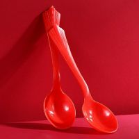 [婚庆纸杯]一次性加厚纸杯子婚宴婚庆纸杯纸碗水杯婚庆用品 红色勺子 50