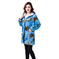 厨房做饭韩版时尚工作服成人罩衣围裙长袖拉链男女防水防油|单防-[03蓝枝] XL码[建议体重135-150]