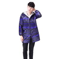 厨房做饭韩版时尚工作服成人罩衣围裙长袖拉链男女防水防油|单防-[08字母蓝] L码[建议体重115-135]