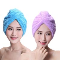 加厚浴帽女头发包头巾干发帽[1-长发吸水毛巾可爱擦2条装]|2个装[蓝色+紫色] [加厚款]长款干发帽