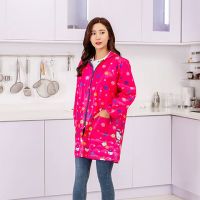 韩版春秋罩衣成人女工作服防水防油围裙长袖薄款拉链男士|卡通罩衣(颜色图案随机) 3XL(140-160)
