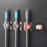 拖把架免打孔卫生间置物架拖把挂架粘钩卡座强力拖把夹壁挂钩神器|升级款【强力胶】颜色随机 6个装【送6挂钩】