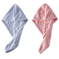 加厚干发帽女吸水洗头神器擦速干不掉毛浴帽包头巾头发毛巾|水蓝+嫣红(两条装)