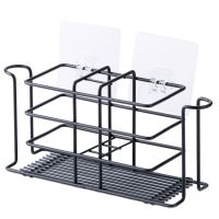 牙刷架漱口杯架牙具座免打孔浴室牙刷牙膏架 放牙刷架 放牙膏架|黑色(不带漱口杯)]