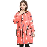 长袖秋冬保暖加绒加厚羽绒服罩衣成人围裙韩版时尚女法兰绒工作服|[金狐绒小羊羔]小奶狗 XXXL(建议130-160斤)