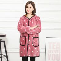 长袖秋冬保暖加绒加厚羽绒服罩衣成人围裙韩版时尚女法兰绒工作服|[金狐绒小羊羔]小苹果 XXXL(建议130-160斤)