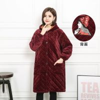长袖秋冬保暖加绒加厚羽绒服罩衣成人围裙韩版时尚女法兰绒工作|[小羊羔]加长酒红色 XXL(建议90-130斤)