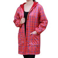 加绒罩衣成人迷彩秋冬时尚防水厨房长袖防污男女士工作服大褂围|女粉色线条(特价针织版) 男XXXL[130-180斤]