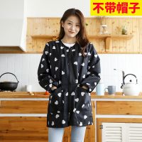 服装围裙女薄款韩版时尚防水防油冬成人罩衣厨房衣服围裙长袖男女|黑底爱心时尚款（耐脏防水） 收藏商品优先发货
