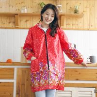 服装围裙女薄款韩版时尚防水防油冬成人罩衣厨房衣服围裙长袖男女|时尚红点居家款(耐脏不防水) 收藏商品优先发货