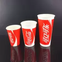 可口可乐芬达雪碧纸杯一次性百事可乐100只带盖纸杯加厚|红可乐 500ml100只送吸管+黑开关盖