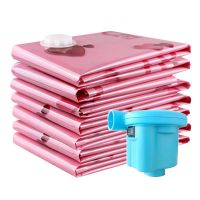 真空压缩袋装被子衣服加厚收纳袋组合双封口超大中小号电动抽气泵|粉[2加大2大2中]送电泵