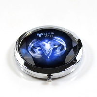 小镜子随身化妆镜子折叠双面迷你便携圆形女学生定制照片创意星座|晶莹白羊座 送人礼盒包装