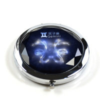 小镜子随身化妆镜子折叠双面迷你便携圆形女学生定制照片创意星座|晶莹双子座 送人礼盒包装