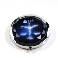 小镜子随身化妆镜子折叠双面迷你便携圆形女学生定制照片创意星座|晶莹天秤座 送人礼盒包装