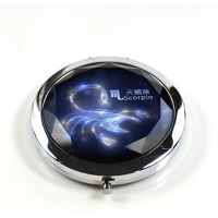 小镜子随身化妆镜子折叠双面迷你便携圆形女学生定制照片创意星座|晶莹天蝎座 自用无包装