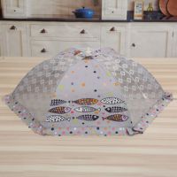 罩盖饭罩盖菜罩餐桌罩子食物菜防尘罩可折叠超密透气家用新款菜罩|五彩缤纷--网布款[灰色] 长方形边长50乘70厘米