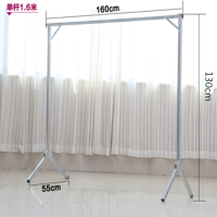 圆管晾衣架落地折叠晒衣架简易晾衣杆室内外卧室挂衣架阳台晒被架|方管加厚1.6米单杆送30防风钩