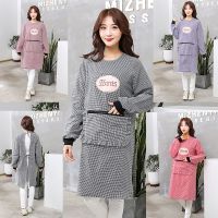 纯棉厨房围裙长袖家用做饭防油污围腰罩衣时尚外套罩衫男女工作服|[随机] 无图拉链披肩款[围裙]