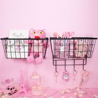 厨房壁挂架墙上置物架免打孔床头收纳篮置物架学生宿舍挂篮卫生间|[组合黑]小框2个+挂钩1个