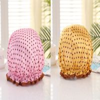 厨房做饭炒菜防油帽防水油烟头套沐浴帽帽子成人女款洗澡浴帽|粉红+金色