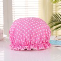 厨房做饭炒菜防油帽防水油烟头套沐浴帽帽子成人女款洗澡浴帽|玫红点点2个装