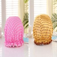 厨房做饭炒菜防油帽防水油烟头套沐浴帽帽子成人女款洗澡浴帽|玫红+金色