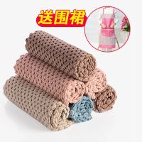 杏仁绒布洗碗布不沾油抹布家用擦桌子百洁布厨房家务清洁吸水毛巾|5片装杏仁绒布[送围裙]