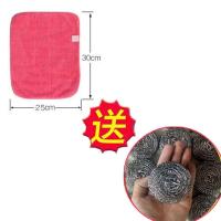 可挂式抹布珊瑚绒洗碗布百洁布擦桌免洗洁精不沾油加厚大尺寸刷碗|:5条25*30送6个钢丝球