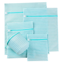 洗衣袋洗护袋加厚文胸洗护袋专用细网粗网套装护洗袋网大号|细网印水波纹五件套